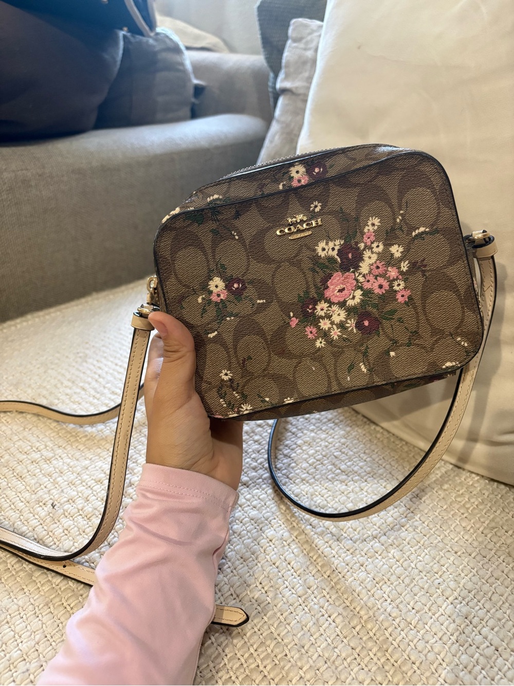 Coach Brown Signature Floral Crossbody with Pink Accents - Picture 2 of 7